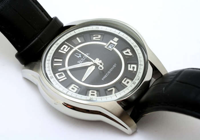 ブローバ Bulova Men's 96B127 Precisionist Claremont Black Leather Watch プレシ